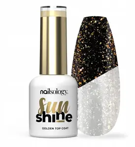 Top pārklājums Clavier Nailsology Sun Shine Golden — gliteru hibrīda top lakai, 8 ml