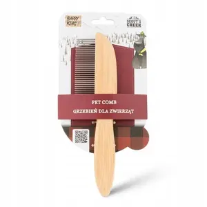 Pet comb Barry King with bamboo handle, 5.5 x 21.5 cm, stainless teeth