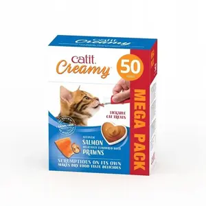 Kaķu uzkoda Catit Creamy Megapack 50 x 10 g — lasis ar garnelēm