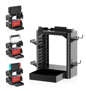 JYS organizators-stends un turētājs Nintendo Switch / Switch OLED pultīm un konsolei, modelis JYS-NS153B-V2, melns