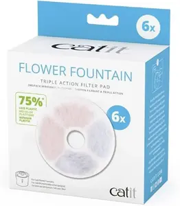 Replacement Triple Action Fountain Filter Catit CH-7391 — compatible with models 43742, 43725, 43747, 50023, 50053, 55600, pack of 6