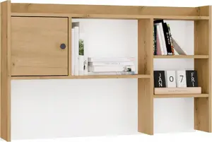 Uzstādījums uz rakstāmgalda Korbi Nadstawka 120 cm Ozols Artisan 1 durvis Plaukts grāmatām un dokumentiem