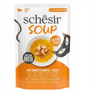 Влажный корм для кошек Schesir Soup тунец с тыквой 40 г пакетик
