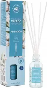 Reed diffuser LA CASA DE LOS AROMAS Mikado Intense Cotton 30 ml fragrance diffuser with rattan sticks