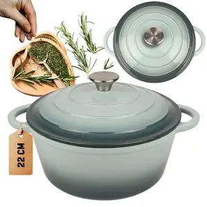 Cast Iron Enameled Pot Atusa Hage Sea Salt 22 cm, 3 L