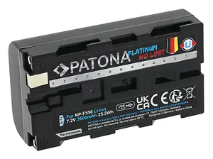 Akumulators PATONA Platinum saderīgs ar NP-F550/NP-F750, Li-Ion 3350 mAh, USB-C ieeja, 70×38×24 mm