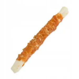 Suņu našķis hau & miau Pausesnack — ādas kociņš aptīts ar vistu 24 cm, Ø 3,2 cm, 500 g