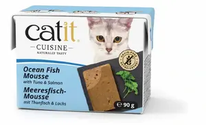 Wet cat food Catit model 42140 for adult cats, fish (salmon & tuna), 90 g, grain-free, soy-free