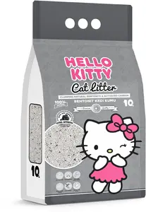 Кошачий бентонитовый наполнитель HELLO KITTY HK-6285 с активированным углём, 10 л