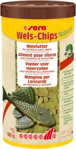 Сухой корм для аквариумных рыб sera Wels-Chips Nature чипсы для сомов и донных рыб 0.38 кг (1 л) в банке