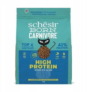 Сухой корм для кошек Schesir Born Carnivore SR-8026 — для взрослых кошек, сельдь и лосось, 255 г пакет