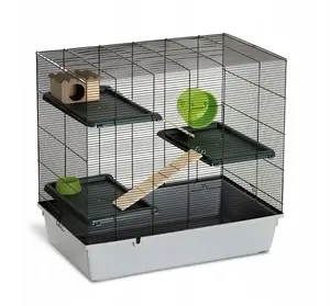 Клетка для грызунов Panama Pet HORACIO NATURA с деревянными элементами, серый, 75×47×73 см