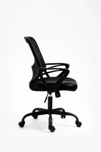 Biroja krēsls ActiveJet YK507 melns — pagriežams ergonomisks, regulējams augstums, audums/PU