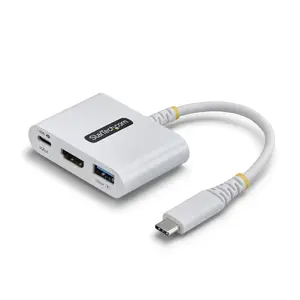 USB-C to HDMI Multiport Adapter StarTech 168W-USBC-MULTIPORT — 4K60 HDMI, 140W PD, USB 3.2 Gen1 5Gbps Hub, Mini Dock (White)