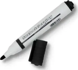 Žāvējamais (dry-erase) marķieris Easy melns, komplekts 12 gab. — melna tinte, slīpais gals