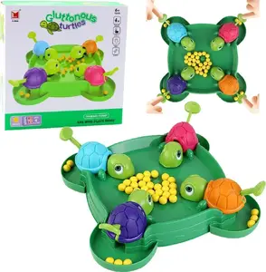 Board Game LEANToys Hungry Turtles — family dexterity game with marbles, model 13797