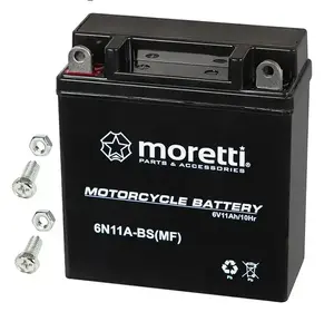 Motocikla akumulators Moretti 6V 11Ah — svina-skābes 6 V 11 Ah