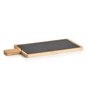 Cutting board ZELLER 24510 rectangular bamboo with slate insert 400×190×15 mm, anthracite/natural