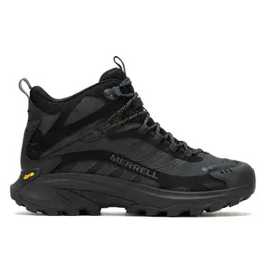 Треккинговые ботинки Merrell Moab Speed 2 Mid GORE-TEX®, средняя высота, водонепроницаемые, вес 400 г, чёрные