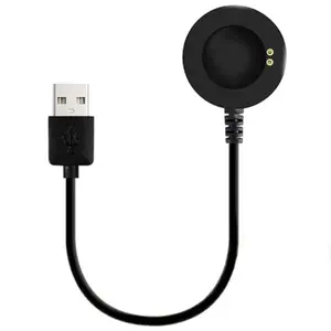 Magnētiska USB lādēšanas kabelis Riff priekš T55 T500 T100 T200 T200Plus A2 I7Pro B0At viedpulksteņiem, 20 cm, melns