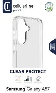 Жёсткий чехол с резиновыми краями для Samsung Galaxy A57 от Cellularline — прозрачный, для 6,7" экрана