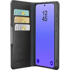 Folio maciņš Cellularline Book Agenda 2 priekš Samsung Galaxy A37 — mākslīgā āda, magnētiska aizdare, statīvs, RFID/NFC, 3 karšu kabatas, melns