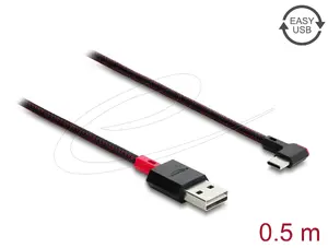 DELOCK USB 2.0 cable 0.5 m — USB A to USB C (gold-plated contacts) Red/Black