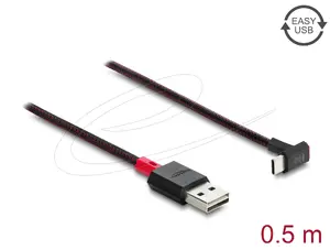 USB cable DELOCK 81549 USB 2.0 USB A to USB C 0.5 m, Gold-plated contacts, Red/Black