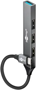 USB‑хаб GOOBAY 74457 — USB‑C хост (USB 3.2 Gen 1) на 4 порта USB (USB 3.2 Gen 1 + USB 2.0), 5 Гбит/с, алюминий, светло‑серый