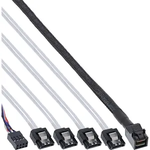 Intos Mini SAS HD cable SFF-8643 to 4×SATA with sideband, 0.5 m