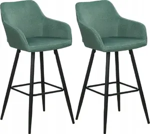 Bar chair set Beliani CASMALIA, 2-piece, dark green velvet upholstery