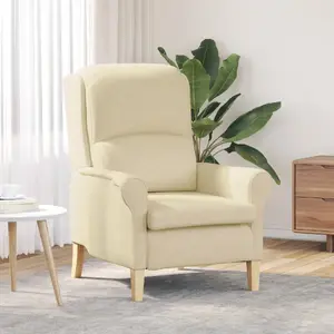 Krēsls VidaXL modelis 42009846 krēmkrāsas auduma apdare ar koka kājām vidēja izmēra