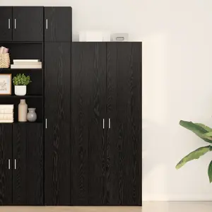 Высокий шкаф VidaXL 40 x 42.5 x 185 см Черный дуб Дерево 3 двери 2 ящика
