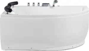 Corner Bathtub Shumee PARADISO 160 x 113 cm white, right-hand, LED, hydromassage