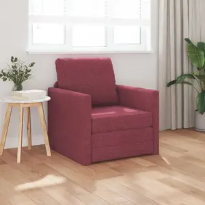 Диван-кровать 2 в 1 VidaXL, ткань винно-красного цвета, 74×77×81 см