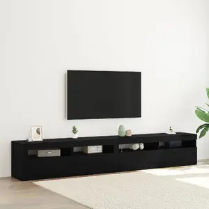 TV kumode vidaXL modelis 3332491 ar LED apgaismojumu, melnā ozola apdare, 120×35×40 cm, koksnes šķiedru materiāls