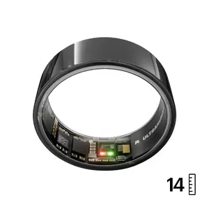 Smart ring Ultrahuman Ring AIR — sleep and fitness tracker, Size 14, Black, PPG SpO2, 6-day battery