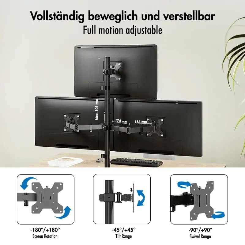 LOGILINK BP0218 trīskāršs stiprinājums 17–27" Photo 4