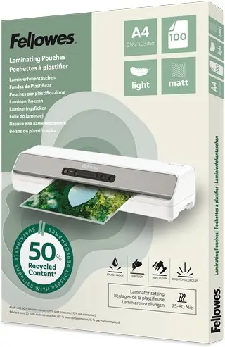 Fellowes 100143435 A4 matēti lamīnēšanas maisiņi Photo 2