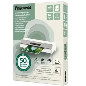 Laminator pouch Fellowes A6 111×154 mm Matt thermal film 100 pcs (model 100143438)