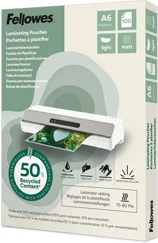 Fellowes A6 thermal laminator pouches 100143438 Photo 2