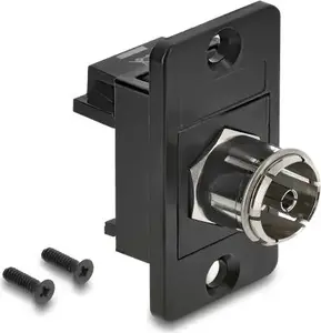 Panel-mount adapter DELOCK IEC female to F female black, model 91196