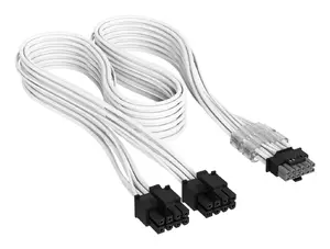 Power cable CORSAIR 2x 8‑Pin EPS to 12V‑2x6 (Type 4), 600W, 0.65 m, individually sleeved, white