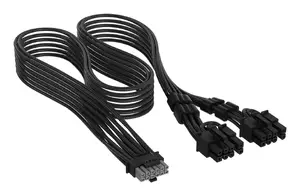 PCIe Cable Corsair Elite Premium Individually Sleeved 12V-2x6 to 2x 8-pin (6+2) Black, 0.65 m