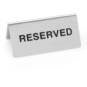 Table sign WAS Reserved 10×5×5 cm stainless steel