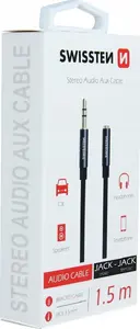 Audio pagarinātājs Sourcing Swissten Textile 3,5 mm vīrietis — 3,5 mm sieviete, 1,5 m