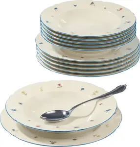 Dinnerware set porcelain Tragar for 6 persons beige Seltmann design