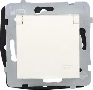 Ospel ARIA waterproof socket with protective cover IP44 earthed (z/u) model GPH-1UZ/m/27/w ecru