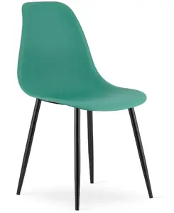 Chair LEOBERT WAT green fabric with black legs — Scandinavian dining/office chair