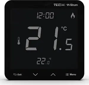Wired Room Temperature Controller Engo R‑S3, black, wall-mounted wired thermostat